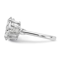 14K White Gold 3.75 Carat Certified Lab Grown Diamond VS+ F+ Oval and Tapered Baguette Complete Three Stone Engagement Ring view 3