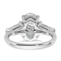 14K White Gold 3.75 Carat Certified Lab Grown Diamond VS+ F+ Oval and Tapered Baguette Complete Three Stone Engagement Ring view 5
