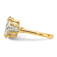 14K Yellow Gold 3.75 Carat Certified Lab Grown Diamond VS+ F+ Oval and Tapered Baguette Complete Three Stone Engagement Ring view 3