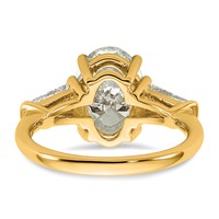 14K Yellow Gold 3.75 Carat Certified Lab Grown Diamond VS+ F+ Oval and Tapered Baguette Complete Three Stone Engagement Ring view 5