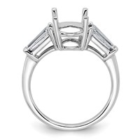 14K White Gold 0.75 Carat Lab Grown Diamond VS+ F+ Tapered Baguette 3 Carat Oval Semi Mount Three Stone Engagement Ring view 2