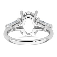 14K White Gold 0.75 Carat Lab Grown Diamond VS+ F+ Tapered Baguette 3 Carat Oval Semi Mount Three Stone Engagement Ring view 3