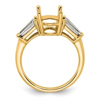 14K Yellow Gold 0.75 Carat Lab Grown Diamond VS+ F+ Tapered Baguette 3 Carat Oval Semi Mount Three Stone Engagement Ring view 2