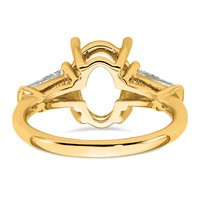 14K Yellow Gold 0.75 Carat Lab Grown Diamond VS+ F+ Tapered Baguette 3 Carat Oval Semi Mount Three Stone Engagement Ring view 3