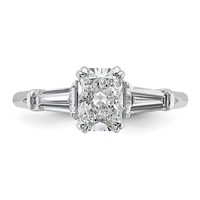 14K White Gold 1.50 Carat Certified Lab Grown Diamond VS+ F+ Radiant Ring with Tapered Baguette Sides Complete Engagement view 4
