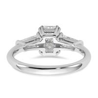 14K White Gold 1.50 Carat Certified Lab Grown Diamond VS+ F+ Radiant Ring with Tapered Baguette Sides Complete Engagement view 5