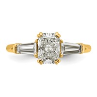 14K Yellow Gold 1.50 Carat Certified Lab Grown Diamond VS+ F+ Radiant Ring with Tapered Baguette Sides Complete Engagement view 4