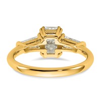 14K Yellow Gold 1.50 Carat Certified Lab Grown Diamond VS+ F+ Radiant Ring with Tapered Baguette Sides Complete Engagement view 5