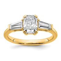 14K Yellow Gold 1.50 Carat Certified Lab Grown Diamond VS+ F+ Radiant Ring with Tapered Baguette Sides Complete Engagement view 1