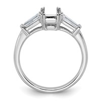14K White Gold 0.50 Carat Lab Grown Diamond VS+ F+ Tapered Baguette Sides 1 Carat Radiant Center Semi Mount Engagement Ring view 2