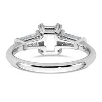 14K White Gold 0.50 Carat Lab Grown Diamond VS+ F+ Tapered Baguette Sides 1 Carat Radiant Center Semi Mount Engagement Ring view 3