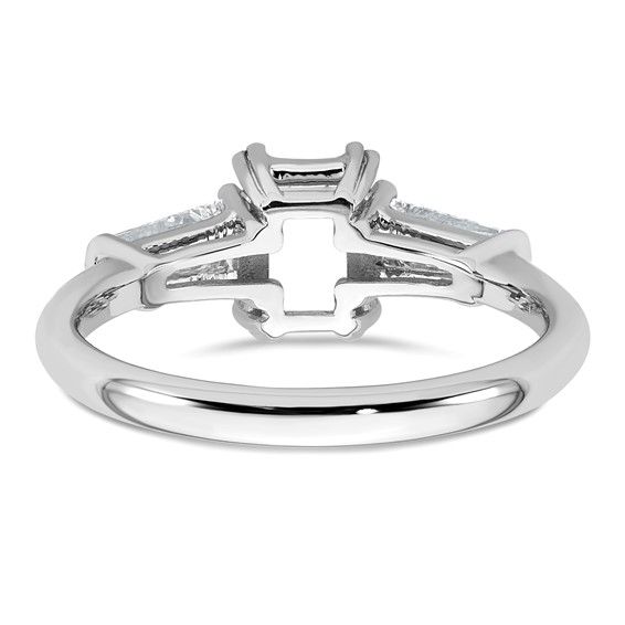 Gold Diamond Radiant and Baguette 3-Stone Bridal Rings