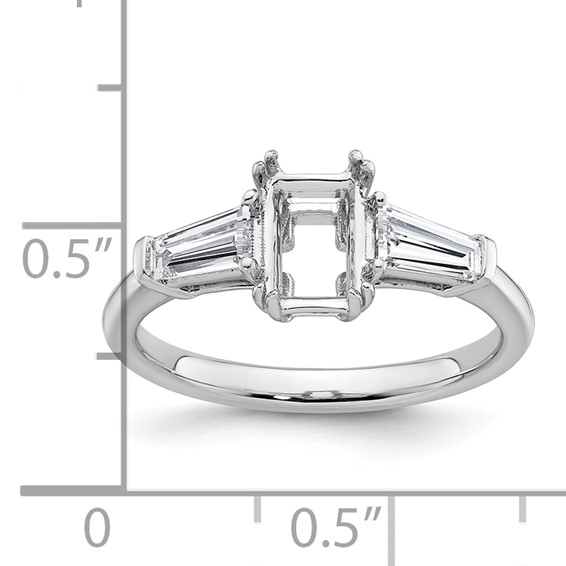 Gold Diamond Radiant and Baguette 3-Stone Bridal Rings