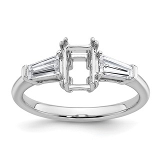 Gold Diamond Radiant and Baguette 3-Stone Bridal Rings