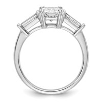 14K White Gold 2 Carat Certified Lab Grown Diamond VS+ F+ Radiant Ring with Tapered Baguette Sides Complete Engagement view 2