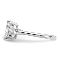 14K White Gold 2 Carat Certified Lab Grown Diamond VS+ F+ Radiant Ring with Tapered Baguette Sides Complete Engagement view 3
