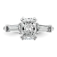 14K White Gold 2 Carat Certified Lab Grown Diamond VS+ F+ Radiant Ring with Tapered Baguette Sides Complete Engagement view 4