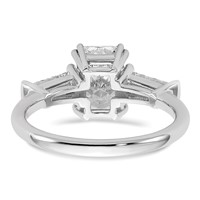 14K White Gold 2 Carat Certified Lab Grown Diamond VS+ F+ Radiant Ring with Tapered Baguette Sides Complete Engagement view 5