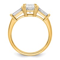 14K Yellow Gold 2 Carat Certified Lab Grown Diamond VS+ F+ Radiant Ring with Tapered Baguette Sides Complete Engagement view 2