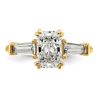 14K Yellow Gold 2 Carat Certified Lab Grown Diamond VS+ F+ Radiant Ring with Tapered Baguette Sides Complete Engagement view 4
