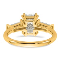 14K Yellow Gold 2 Carat Certified Lab Grown Diamond VS+ F+ Radiant Ring with Tapered Baguette Sides Complete Engagement view 5