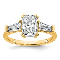 14K Yellow Gold 2 Carat Certified Lab Grown Diamond VS+ F+ Radiant Ring with Tapered Baguette Sides Complete Engagement view 1