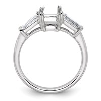 14K White Gold 0.62 Carat Lab Grown Diamond VS+ F+ Tapered Baguette Sides 1.50 Carat Radiant Center Semi Mount Engagement Ring view 2
