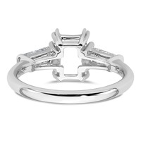 14K White Gold 0.62 Carat Lab Grown Diamond VS+ F+ Tapered Baguette Sides 1.50 Carat Radiant Center Semi Mount Engagement Ring view 3