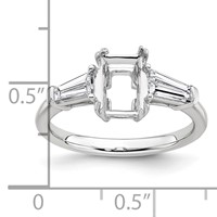 14K White Gold 0.62 Carat Lab Grown Diamond VS+ F+ Tapered Baguette Sides 1.50 Carat Radiant Center Semi Mount Engagement Ring view 4