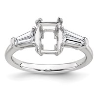 14K White Gold 0.62 Carat Lab Grown Diamond VS+ F+ Tapered Baguette Sides 1.50 Carat Radiant Center Semi Mount Engagement Ring view 1