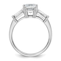 14K White Gold 2.62 Carat Certified Lab Grown Diamond VS+ F+ Radiant Ring with Tapered Baguette Sides Complete Engagement view 2