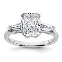 14K White Gold 2.62 Carat Certified Lab Grown Diamond VS+ F+ Radiant Ring with Tapered Baguette Sides Complete Engagement view 1