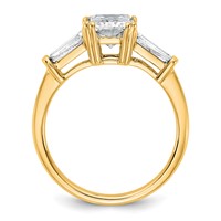 14K Yellow Gold 2.62 Carat Certified Lab Grown Diamond VS+ F+ Radiant Ring with Tapered Baguette Sides Complete Engagement view 2