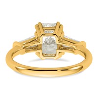 14K Yellow Gold 2.62 Carat Certified Lab Grown Diamond VS+ F+ Radiant Ring with Tapered Baguette Sides Complete Engagement view 5