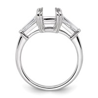 14K White Gold 0.50 Carat Lab Grown Diamond VS+ F+ Tapered Baguette Sides 2 Carat Radiant Center Semi Mount Engagement Ring view 2
