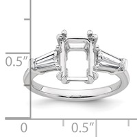 14K White Gold 0.50 Carat Lab Grown Diamond VS+ F+ Tapered Baguette Sides 2 Carat Radiant Center Semi Mount Engagement Ring view 4