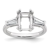 14K White Gold 0.50 Carat Lab Grown Diamond VS+ F+ Tapered Baguette Sides 2 Carat Radiant Center Semi Mount Engagement Ring view 1