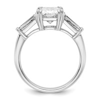 14K White Gold 3.20 Carat Certified Lab Grown Diamond VS+ F+ Radiant Ring with Tapered Baguette Sides Complete Engagement view 2