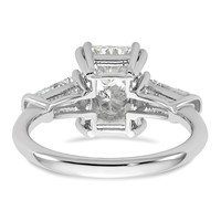 14K White Gold 3.20 Carat Certified Lab Grown Diamond VS+ F+ Radiant Ring with Tapered Baguette Sides Complete Engagement view 5