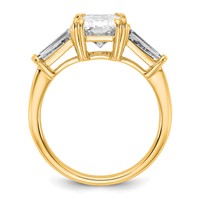 14K Yellow Gold 3.20 Carat Certified Lab Grown Diamond VS+ F+ Radiant Ring with Tapered Baguette Sides Complete Engagement view 2