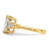 14K Yellow Gold 3.20 Carat Certified Lab Grown Diamond VS+ F+ Radiant Ring with Tapered Baguette Sides Complete Engagement view 3