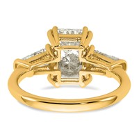 14K Yellow Gold 3.20 Carat Certified Lab Grown Diamond VS+ F+ Radiant Ring with Tapered Baguette Sides Complete Engagement view 5