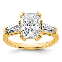 14K Yellow Gold 3.20 Carat Certified Lab Grown Diamond VS+ F+ Radiant Ring with Tapered Baguette Sides Complete Engagement view 1