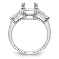 14K White Gold 0.75 Carat Lab Grown Diamond VS+ F+ Tapered Baguette Sides 2.50 Carat Radiant Center Semi Mount Engagement Ring view 2