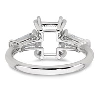14K White Gold 0.75 Carat Lab Grown Diamond VS+ F+ Tapered Baguette Sides 2.50 Carat Radiant Center Semi Mount Engagement Ring view 3