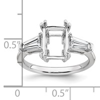 14K White Gold 0.75 Carat Lab Grown Diamond VS+ F+ Tapered Baguette Sides 2.50 Carat Radiant Center Semi Mount Engagement Ring view 4