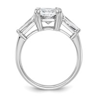 14K White Gold 3.75 Carat Certified Lab Grown Diamond VS+ F+ Radiant Ring with Tapered Baguette Sides Complete Engagement view 2