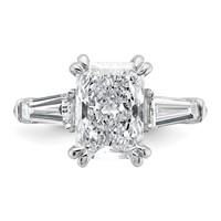 14K White Gold 3.75 Carat Certified Lab Grown Diamond VS+ F+ Radiant Ring with Tapered Baguette Sides Complete Engagement view 4