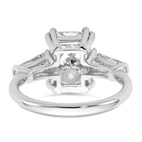 14K White Gold 3.75 Carat Certified Lab Grown Diamond VS+ F+ Radiant Ring with Tapered Baguette Sides Complete Engagement view 5