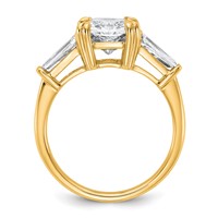 14K Yellow Gold 3.75 Carat Certified Lab Grown Diamond VS+ F+ Radiant Ring with Tapered Baguette Sides Complete Engagement view 2